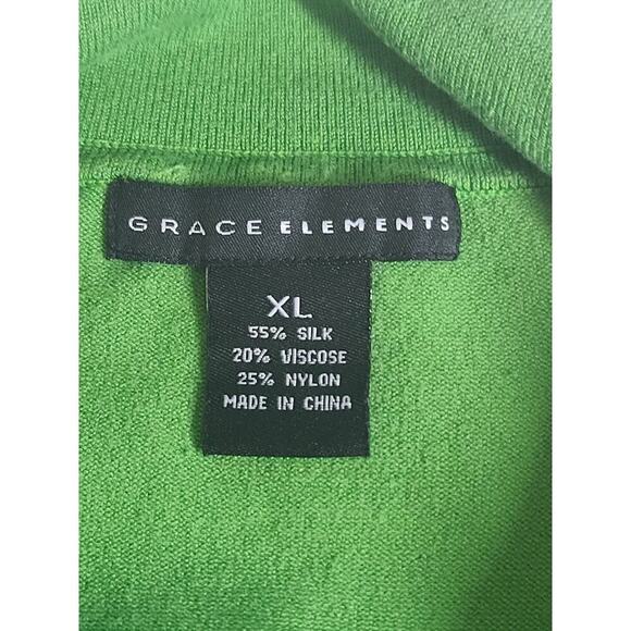 Grace Elements Silk women's Green cardigan puff cap Size XL Office church work - Picture 4 of 5